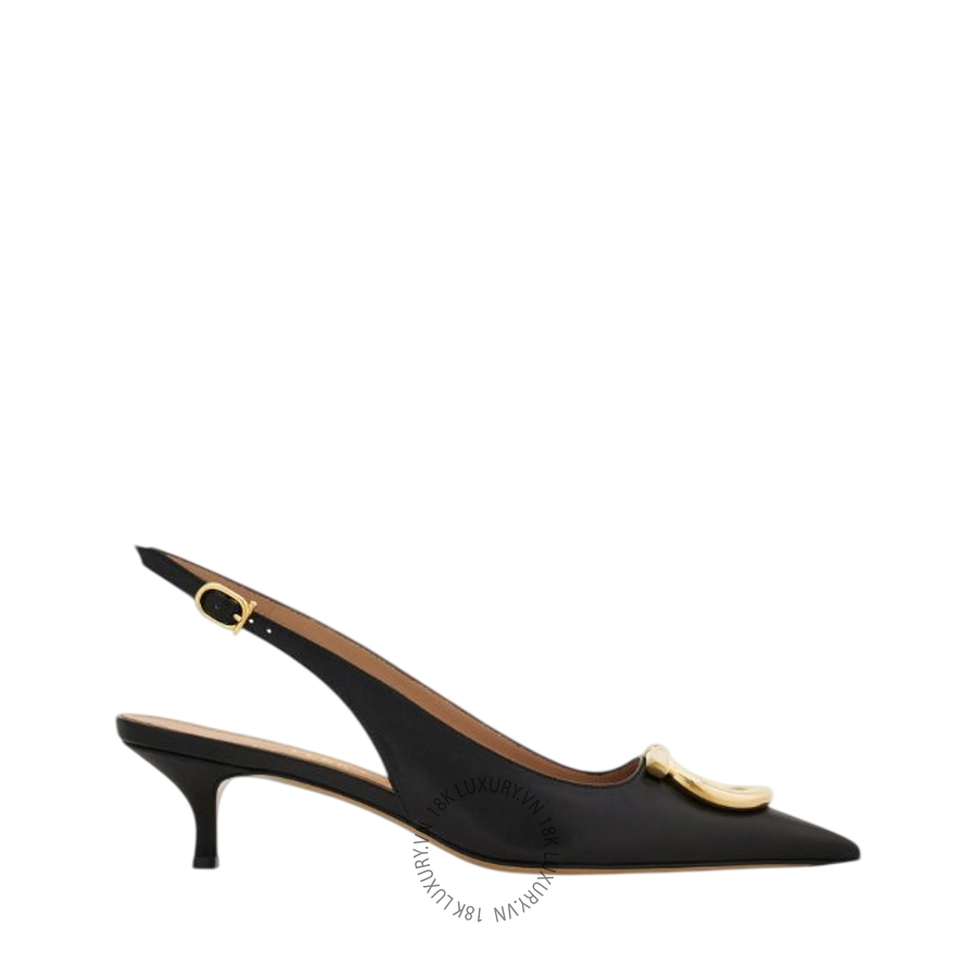 Giày cao gót Salvatore Maxi Gancini slingback pump black 01K497784806 DSV147