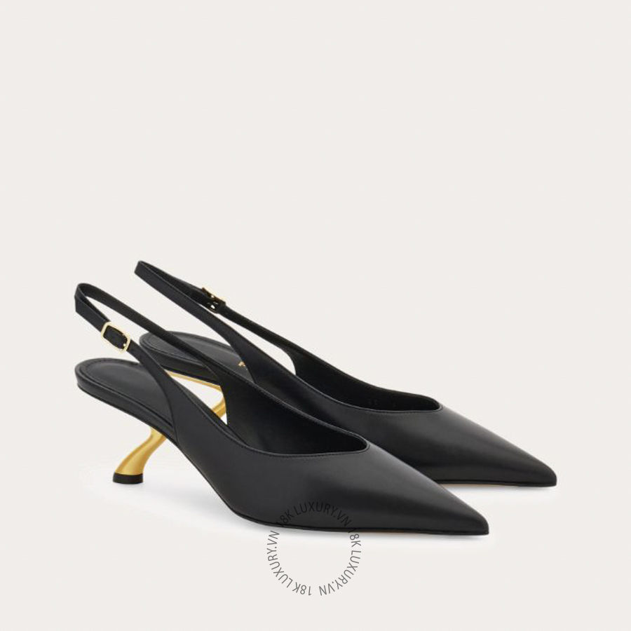 Giày cao gót Salvatore S-shaped heel slingback black 01L530793598 DSV073