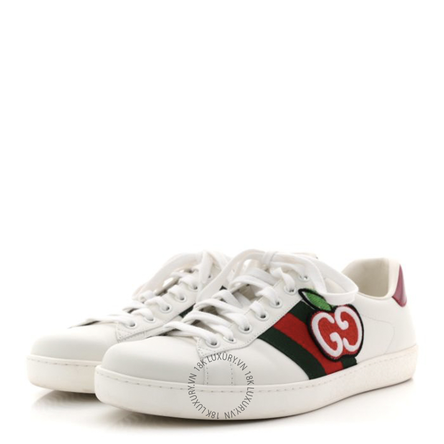 Giày Gucci Calfskin Crocodile Web Mens Ace Sneakers White Green TQT317 29 Giày Gucci Calfskin Crocodile Web Mens Ace Sneakers White Green TQT317