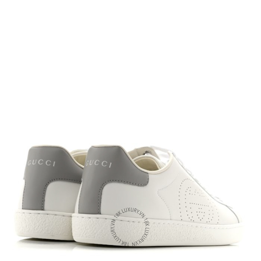 Giày Gucci Calfskin Interlocking G Perforated Womens Ace Sneakers White Grey Sky TQT010 24 Giày Gucci Calfskin Interlocking G Perforated Womens Ace Sneakers White Grey Sky TQT010