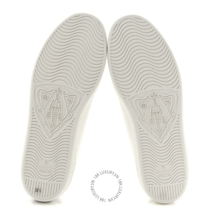 Giày Gucci Calfskin Interlocking G Perforated Womens Ace Sneakers White Grey Sky TQT010 25 Giày Gucci Calfskin Interlocking G Perforated Womens Ace Sneakers White Grey Sky TQT010