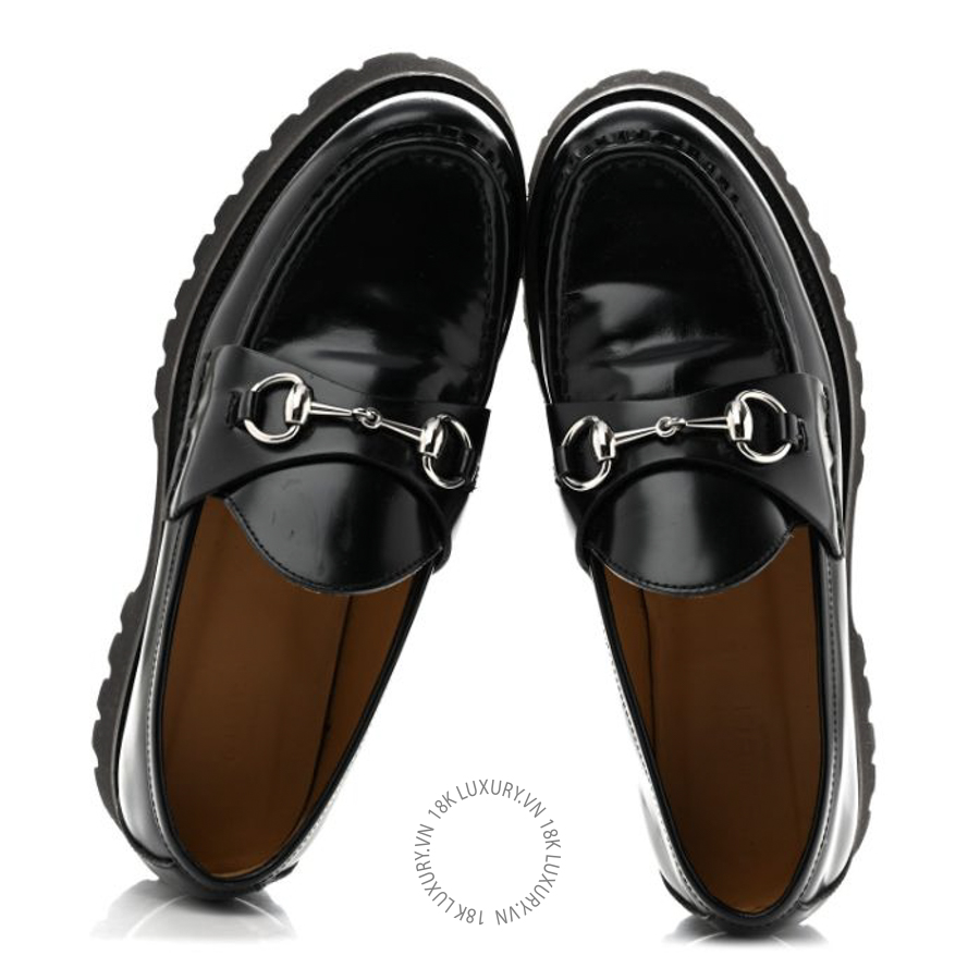 Giày Gucci Cordovan Lux Womens Horsebitmm Platform Loafers Black TQT008