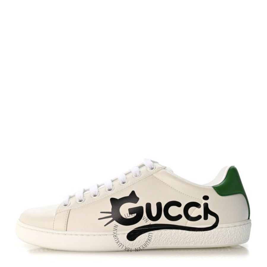 Giày Gucci Evolution Calfskin Cat Womens Ace Sneakers White New Shamrock TQT089