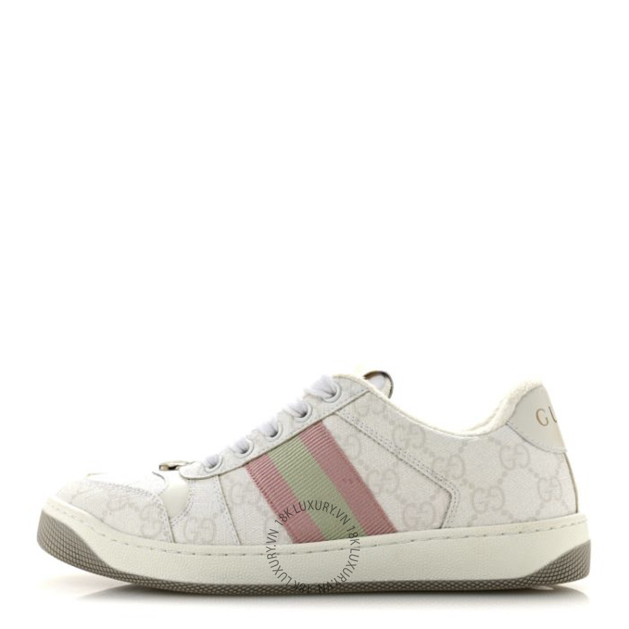 Giày Gucci GG Monogram Web Screener Sneakers White Grey Pink TQT136