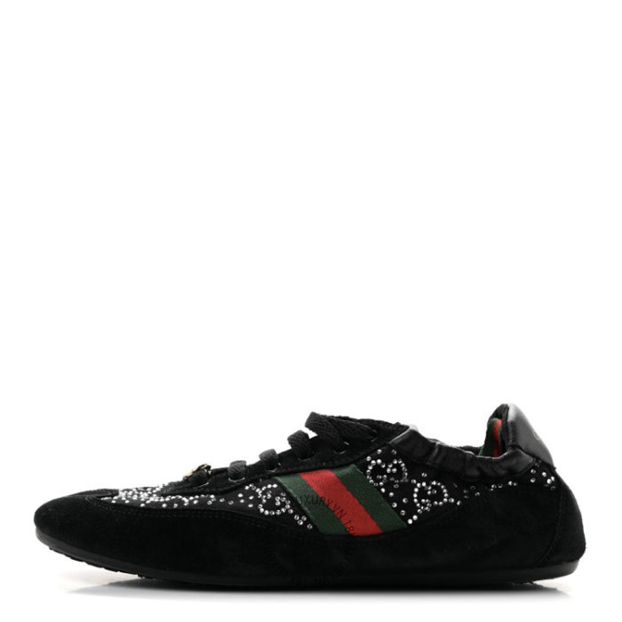 Giày Gucci GG Suede Monogram Crystal Web Womens Sneakers Black TQT011