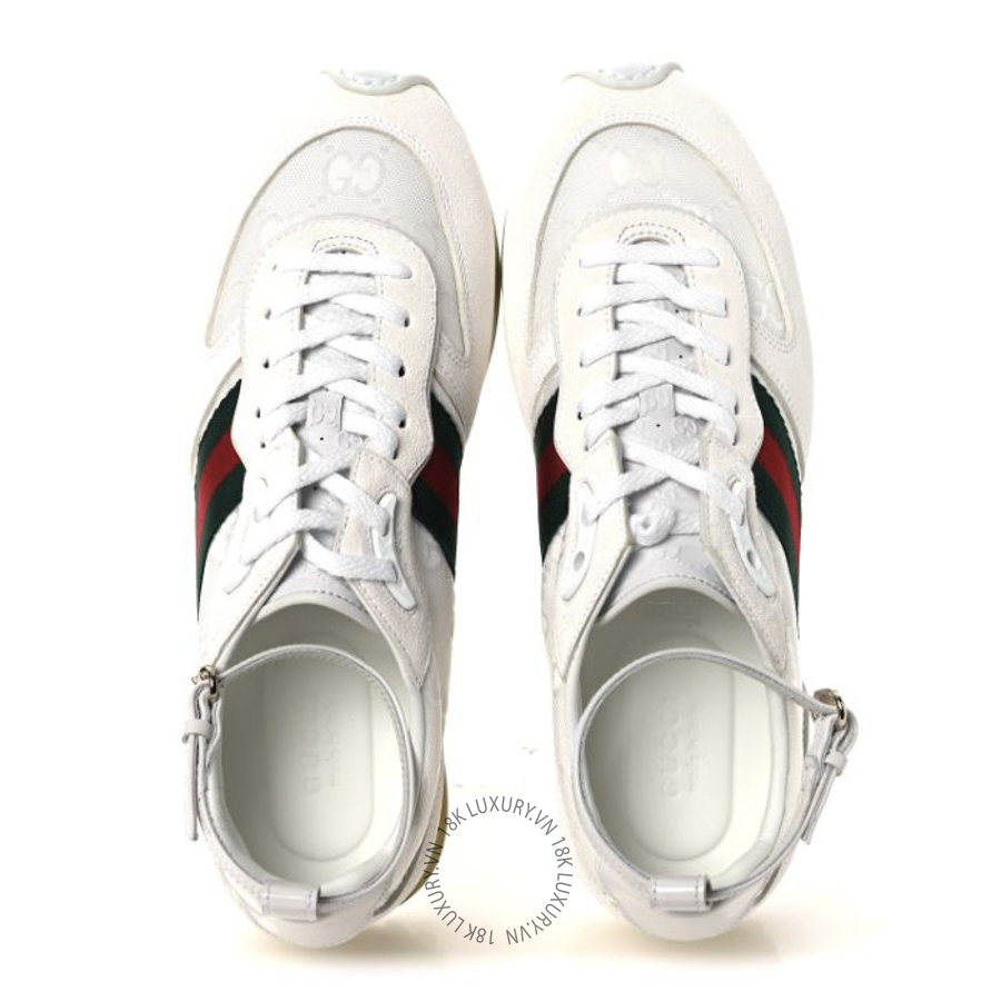 Giày Gucci GG Suede Monogram Web Re-Motion Sneakers White TQT028