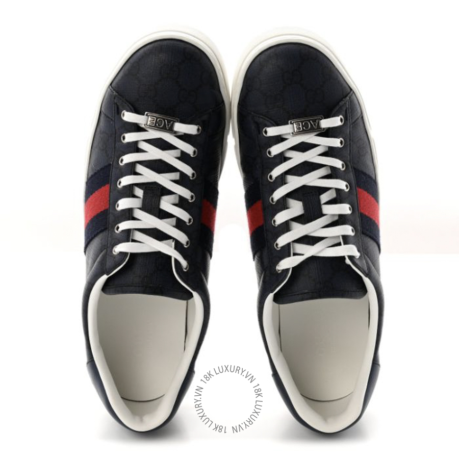 Giày Gucci GG Supreme Monogram Web Mens New Ace Sneakers Dark Blue TQT265