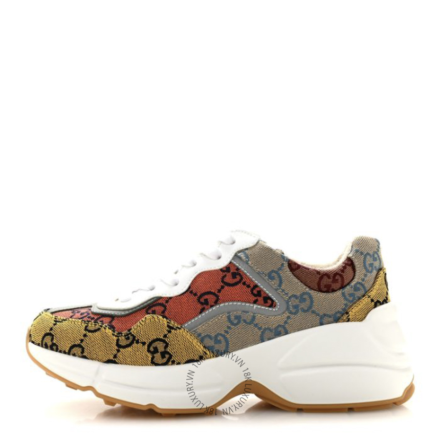 Giày Gucci Monogram Multicolor Demetra Womens Rhyton Sneakers Yellow Blue Great White Tabasco TQT137