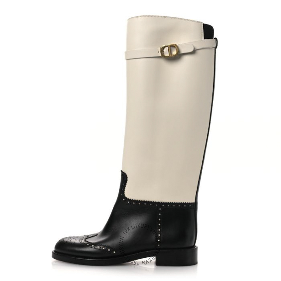 Giày High Boot Christian Dior Calfskin Empreinte White Black BKJ009
