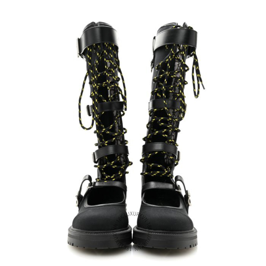 Giày High Boots Christian Dior Technical Fabric Dioranger Lace Up Black BKJ073