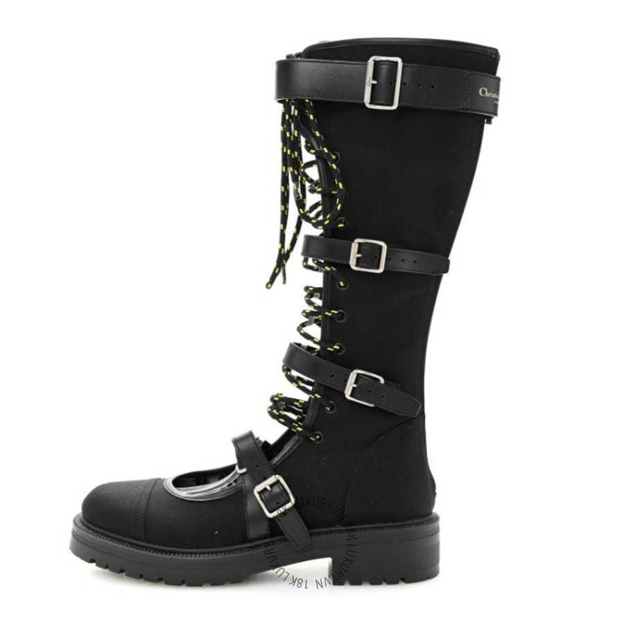 Giày High Boots Christian Dior Technical Fabric Dioranger Lace Up Black BKJ073