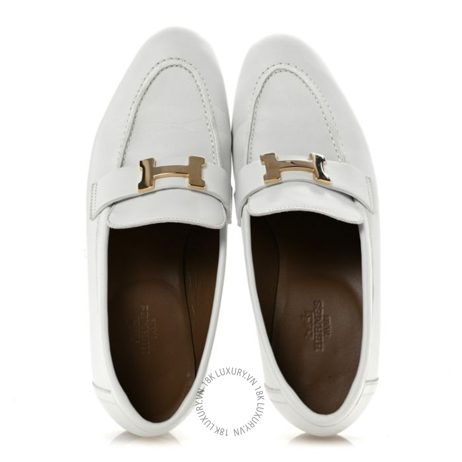 Giày Loafer Hermes Goatskin Paris Loafers Beige Glaise FGH212