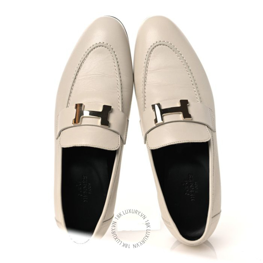 Giày Loafer Hermes Goatskin Paris Loafers Beige Glaise FGH216