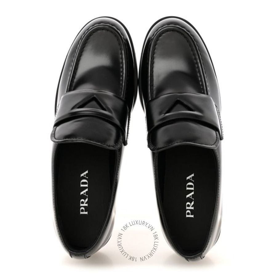 Giày loafer Prada Spazzolato Loafers Black PRG41