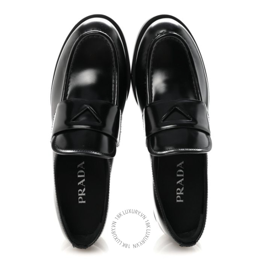 Giày loafer Prada Spazzolato Loafers Black PRG54