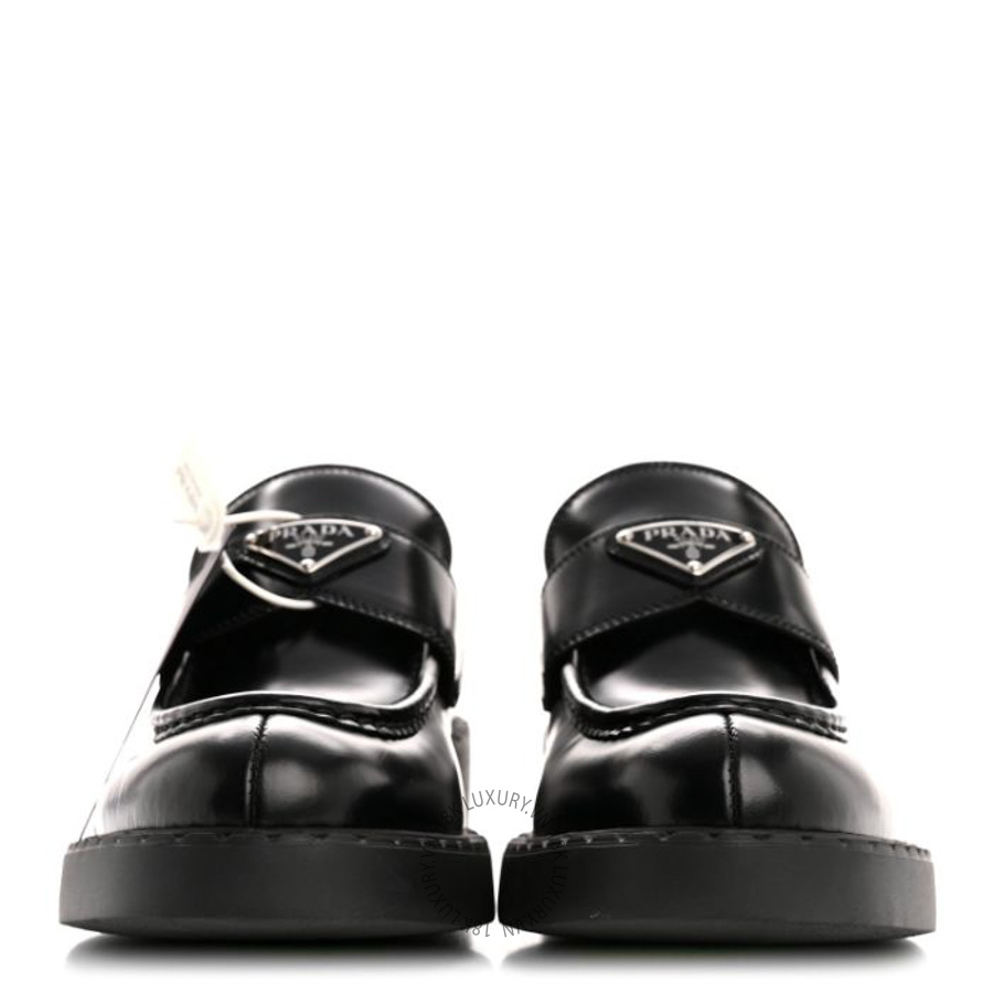Giày loafer Prada Spazzolato Metal Triangle Logo Loafers Black PRG17 14 Giày loafer Prada Spazzolato Metal Triangle Logo Loafers Black PRG17
