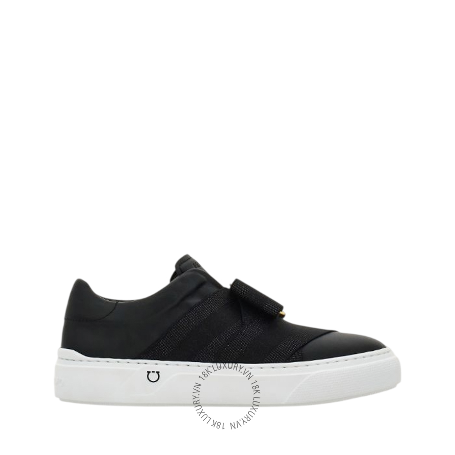 Giày Salvatore Slip on sneaker with maxi bow detail black 030749789817 DSV151