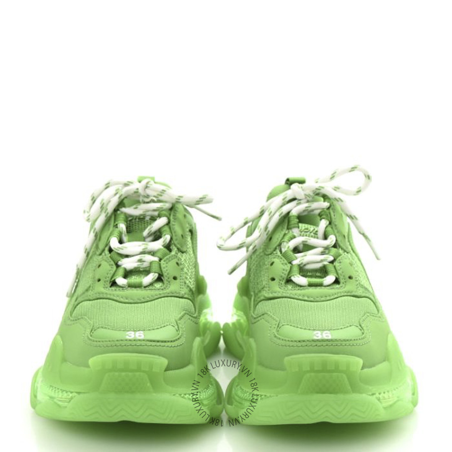 Giày Sneakers Balenciaga Fabric Mesh Clear Sole Triple S Fluo Green SDB045