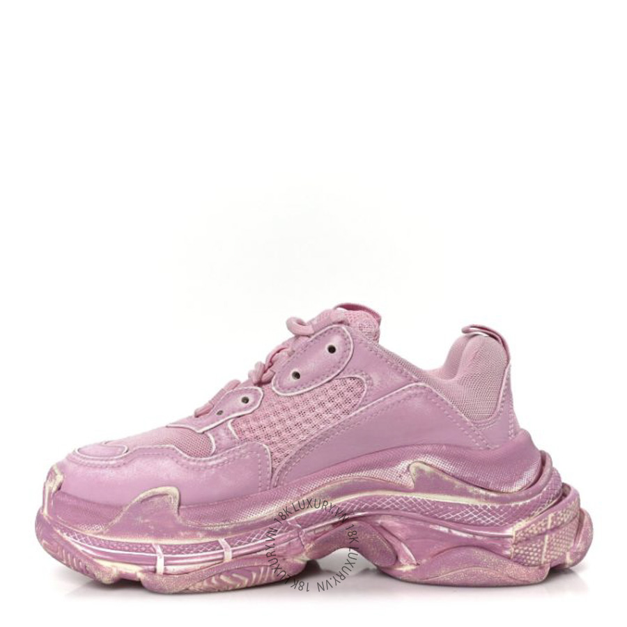 Giày Sneakers Balenciaga Fabric Mesh Distressed Triple S Pink SDB032