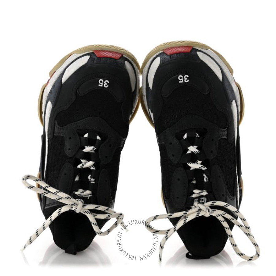 Giày Sneakers Balenciaga Fabric Mesh Washed Effect Triple S Black Red SDB026