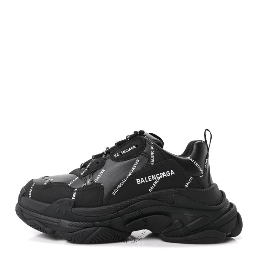 Giày Sneakers Balenciaga Technical Fabric Allover Logo Triple S Black White SDB025