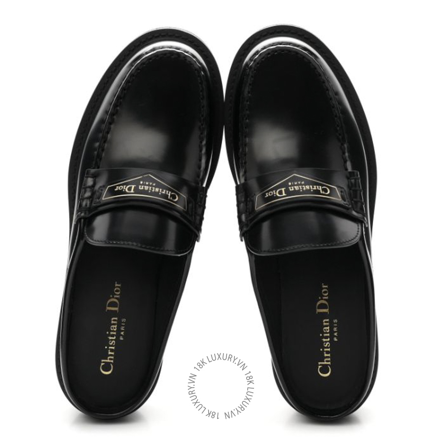 Giày Sục Christian Dior Brushed Calfskin Boy Mules Black BKJ078