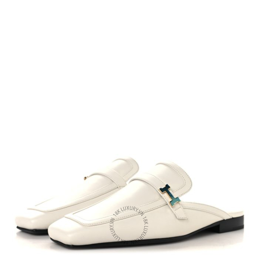 Giày sục Hermes Calfskin Groupie Mules White FGH176 13 Giày sục Hermes Calfskin Groupie Mules White FGH176