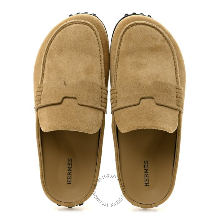 Giày sục Hermes Suede Calfskin Go Mules Beige Sable FGH202