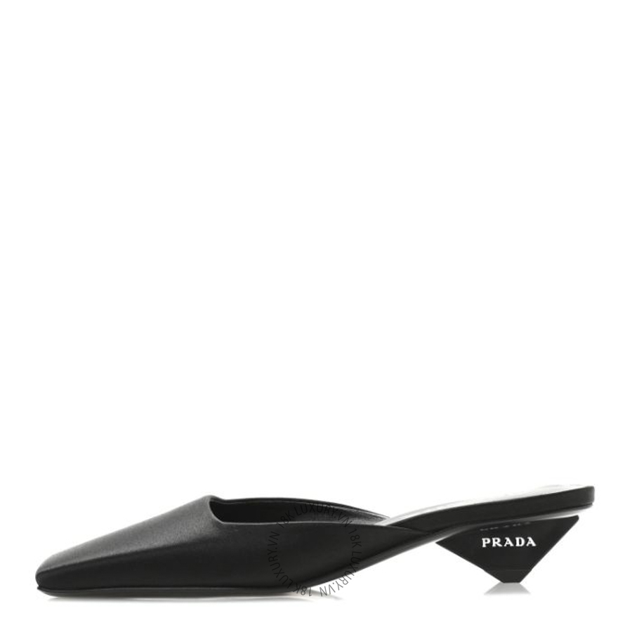 Giày sục Prada Satin Modellerie Mules Black PRG58