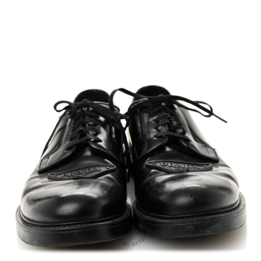 Giày tây Prada Spazzolato Triangle Mens Derby Loafers Black PRG74