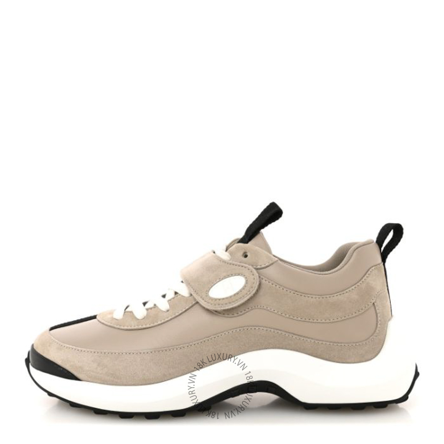 Giày thể thao Hermes Calfskin Suede Goatskin Loop Sneakers Beige Galet FGH171