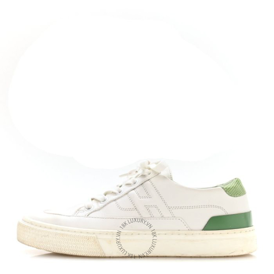 Giày thể thao Hermes Crocodile Calfskin Deep Sneakers White Vert Jade FGH159