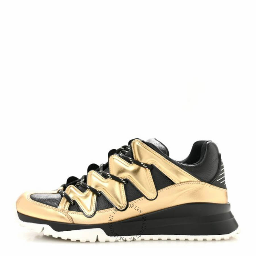 Giày thể thao Louis Vuitton Calfskin Mens Zig Zag Sneakers Black Gold FPGL006