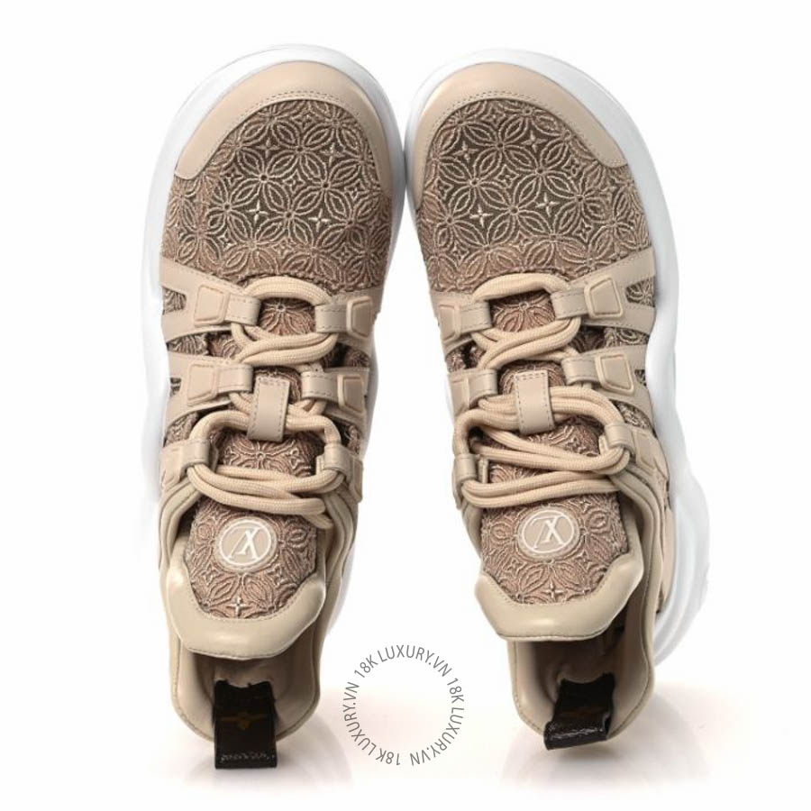 Giày thể thao Louis Vuitton Fabric Embroidered Calfskin LV Archlight Sneakers Nude FPGL079