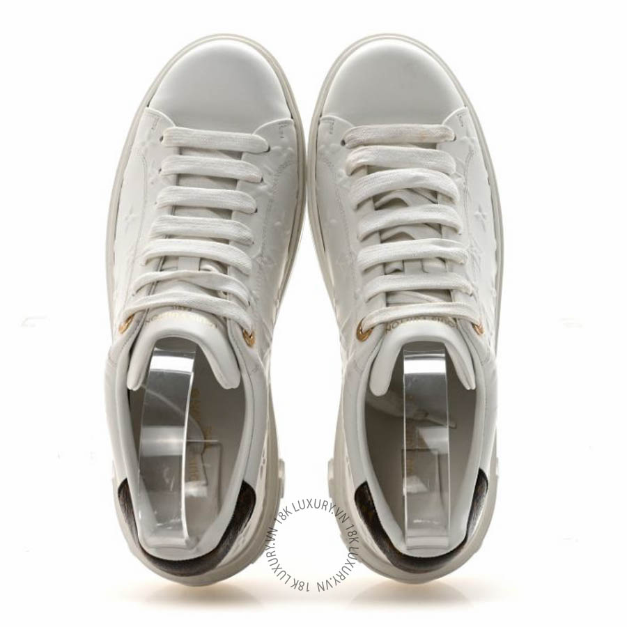 Giày thể thao Louis Vuitton Lambskin Embossed Monogram Time Out Sneakers White FPGL063