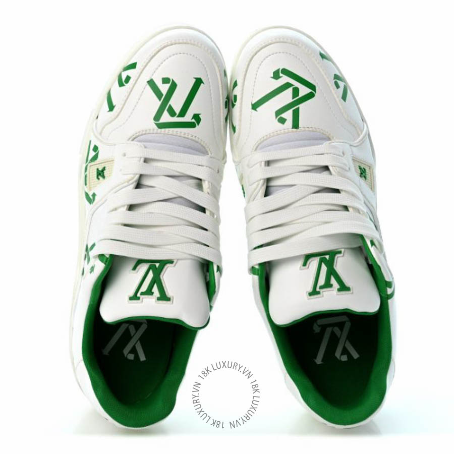 Giày thể thao Louis Vuitton Mens LV Trainer Upcycling Sneakers White Green FPGL115