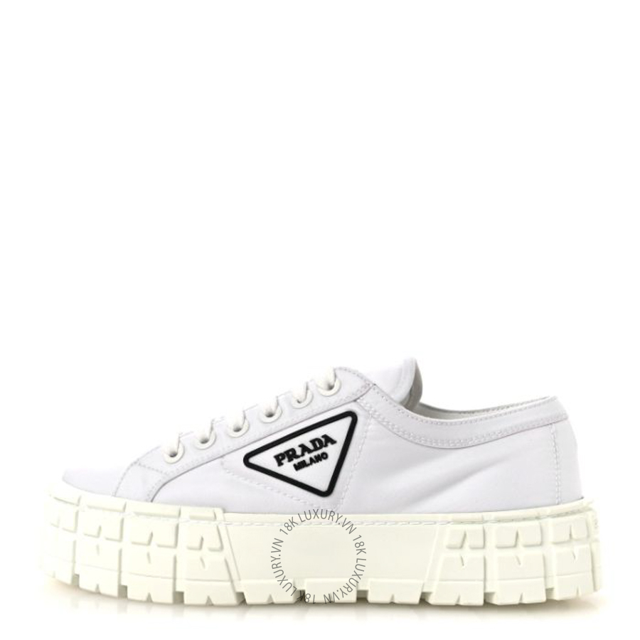 Giày thể thao Prada Re-Nylon Gabardine Triangle Logo Double Wheel Sneakers White PRG57