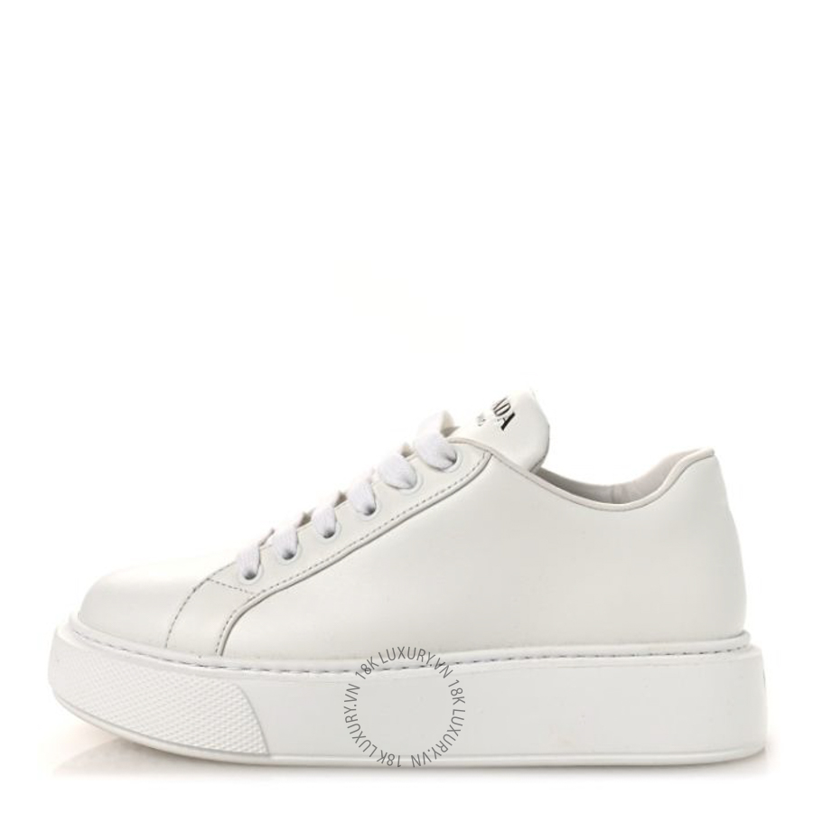 Giày thể thao Prada Vitello Soft Logo Womens Low Top Sneakers White PRG59