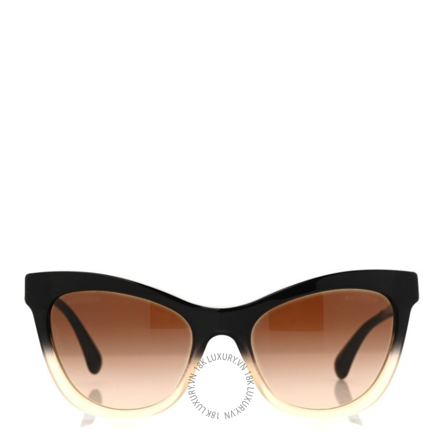 Kính Chanel Acetate CC Cat Eye Summer Sunglasses 5350 Black Beige KCN042