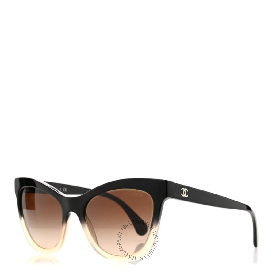 Kính Chanel Acetate CC Cat Eye Summer Sunglasses 5350 Black Beige KCN042