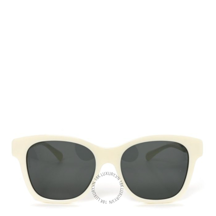 Kính Chanel Acetate Polarized Pearl CC Square Sunglasses 5482-H-A White KCN012