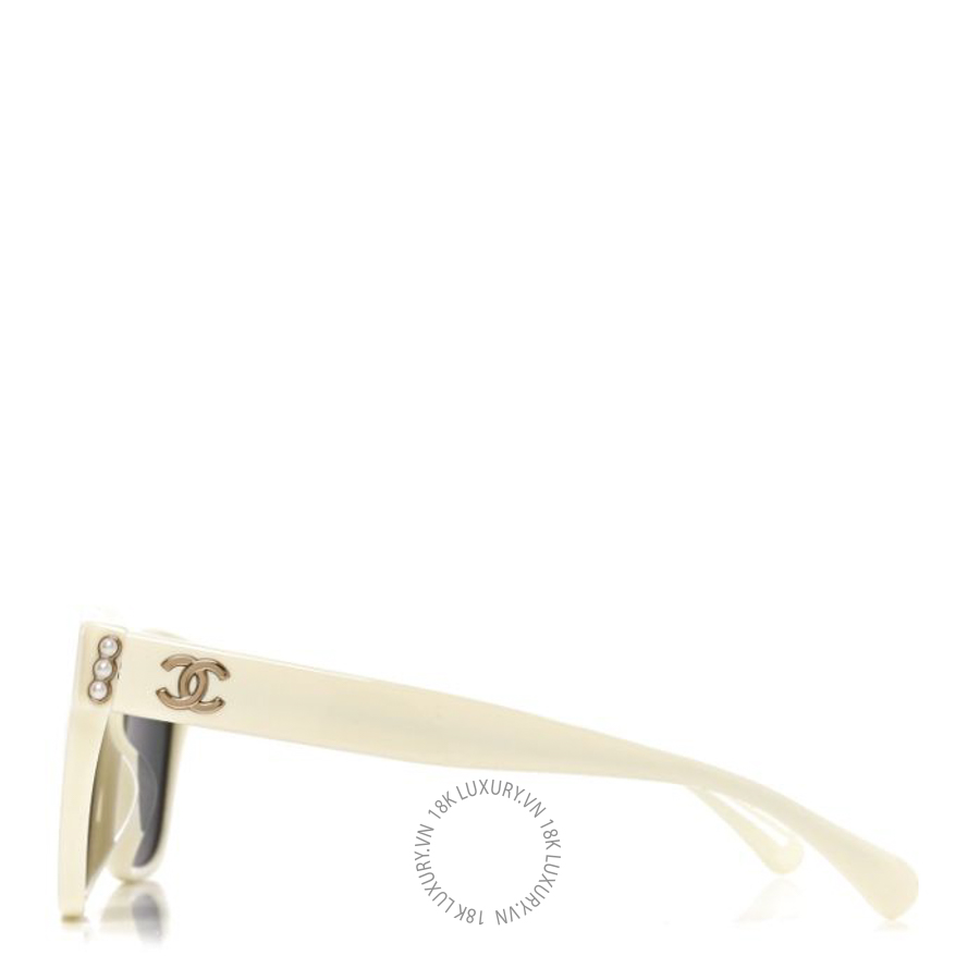 Kính Chanel Acetate Polarized Pearl CC Square Sunglasses 5482-H-A White KCN012 12 Kính Chanel Acetate Polarized Pearl CC Square Sunglasses 5482-H-A White KCN012