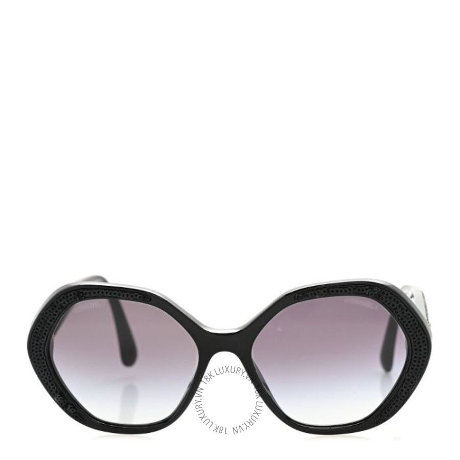 Kính Chanel Acetate Sequin Round Sunglasses 5451-A Black KCN095