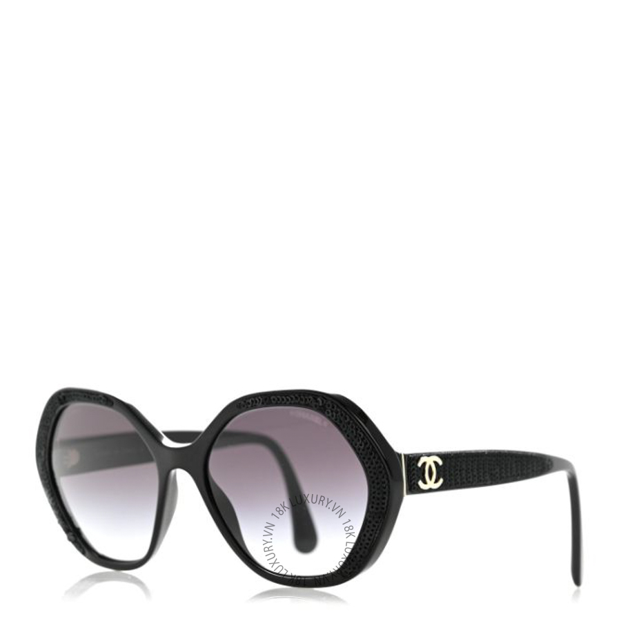Kính Chanel Acetate Sequin Round Sunglasses 5451-A Black KCN095