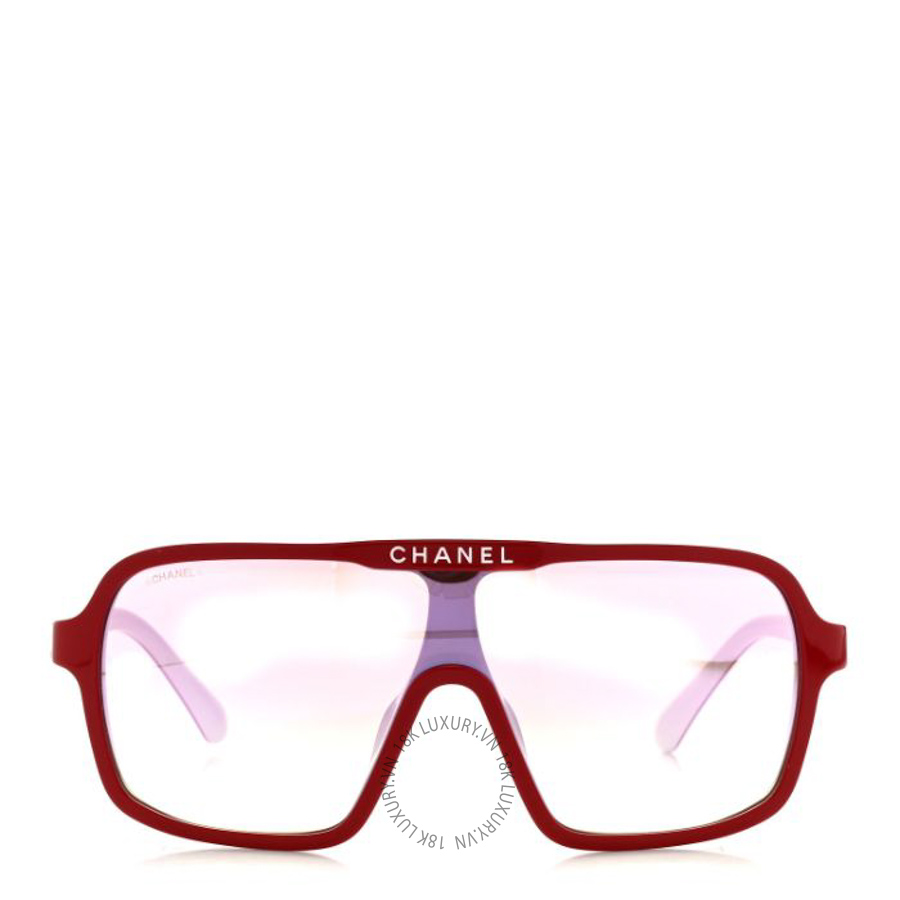 Kính Chanel Acetate Shield Quilted Sunglasses 71655A Red KCN041