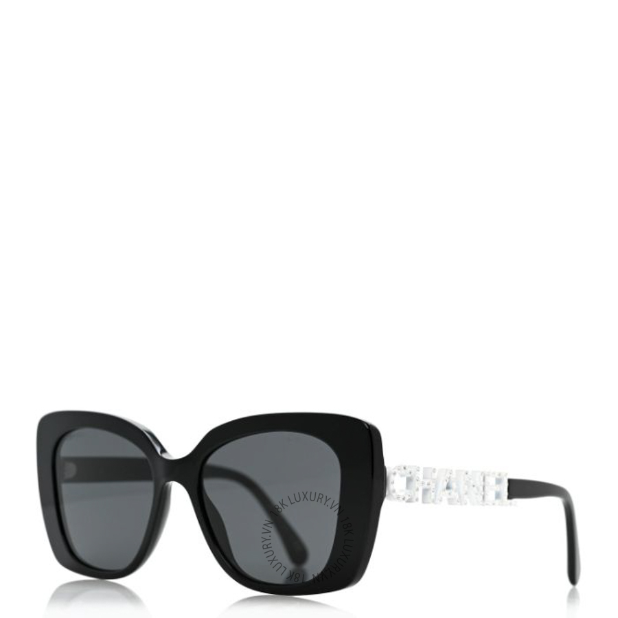Kính Chanel Acetate Strass Square Sunglasses 5422-B-A Black White KCN038