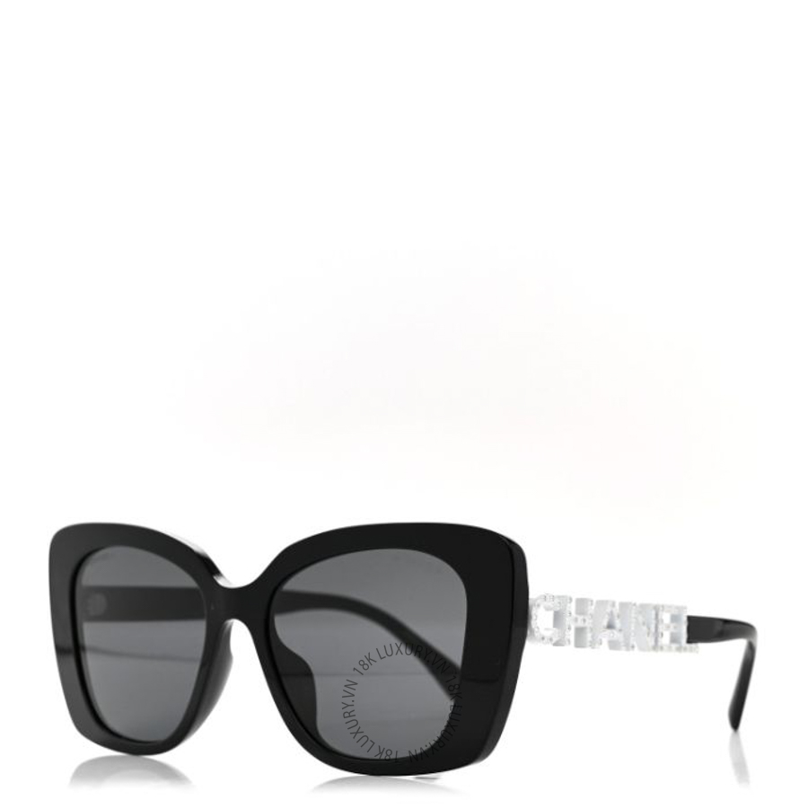 Kính Chanel Acetate Strass Square Sunglasses 5422-B-A Black White KCN074