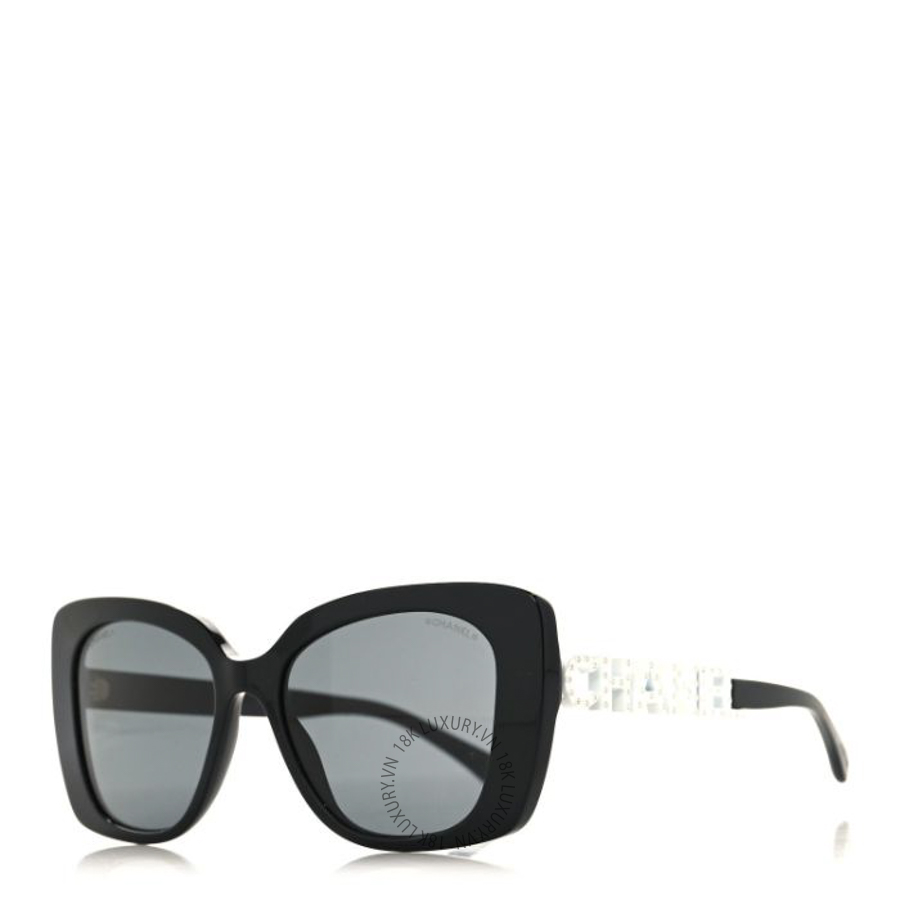 Kính Chanel Acetate Strass Square Sunglasses 5422-B Black White KCN079