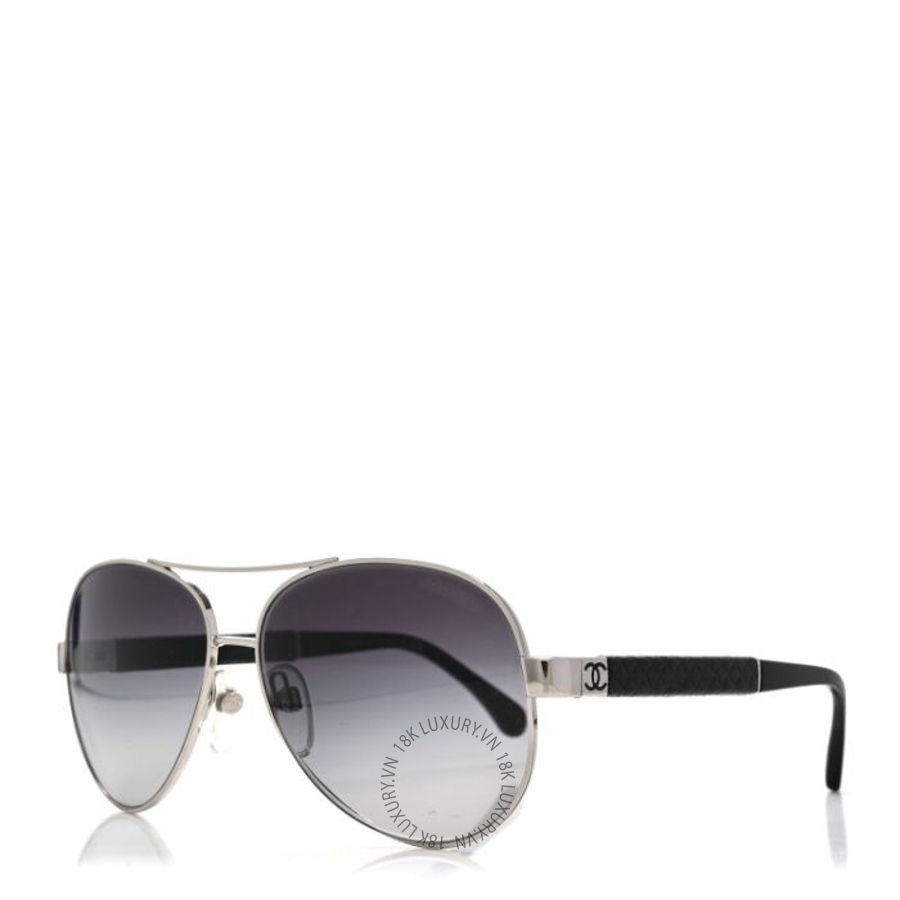 Kính Chanel Lambskin Quilted CC 4195-Q Sunglasses Silver KCN075