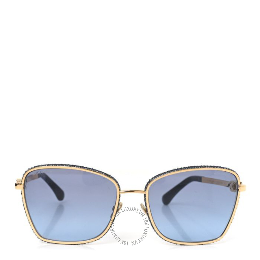 Kính Chanel Metal Calfskin Denim Square Sunglasses 4289-Q Blue KCN081
